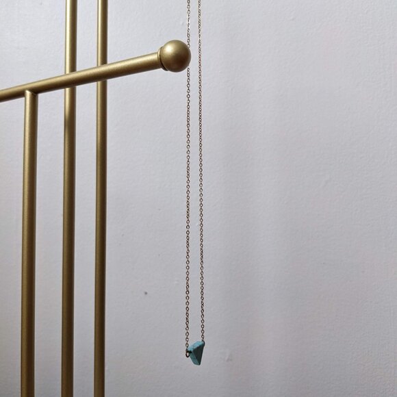 Handmade Turquoise Triangle Gold Chain Necklace - Picture 2 of 3